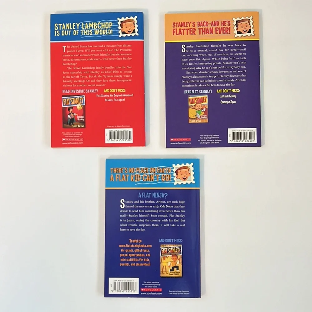 Kids Flat Stanley Book Bundle: Stanley, Flat Again!, In Space!, Ninja Surprise